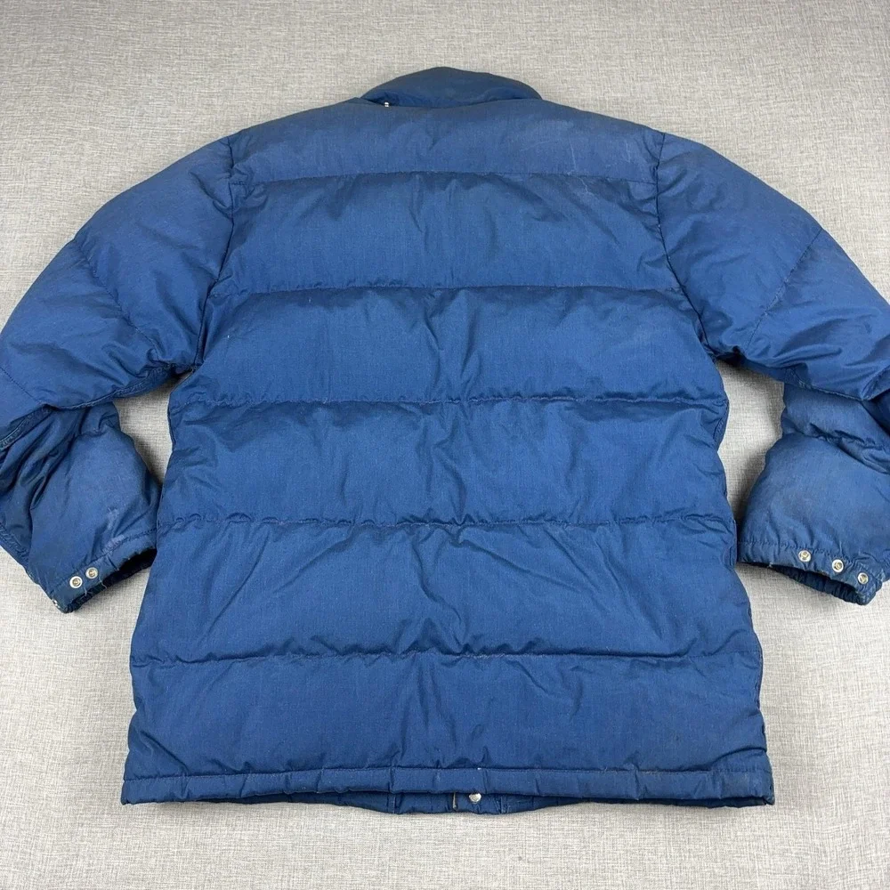 Vintage 80s The North Face Goose Down Puffer Jacket Mens XL Blue USA Brown Label